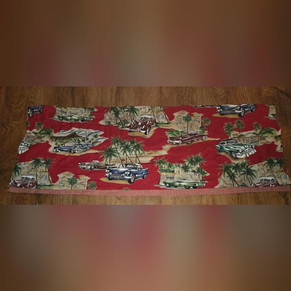 Handmade Valances  Set of 2 Retro Cars Cadillac Mustang 50's 60's Man Cave - Picture 1 of 6